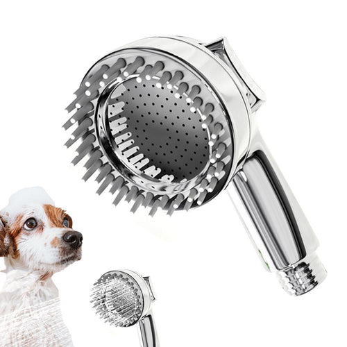Handheld dog shower head with silicone massage teeth